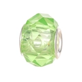 Grass green faceted glass bead with silver metal core for DIY charm bracelets - Light Green