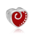 Charm de corazón en aleación de plata con esmalte rojo y patrón espiral para pulseras - Estilo Esmalte Corazón Rojo Espiral (35)
