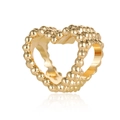 Golden heart-shaped hollow ring crafted with delicate metal beads and polished finish - Beaded Outline Heart (29)