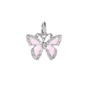 Roze emaille vlinder hanger met zilveren plating en fonkelende zirkonia steentjes - Roze Strass Vlinder(14)