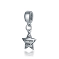 Silver star charm pendant with love you engraving for DIY bracelets and necklaces - love you Star Shape (DGB878)