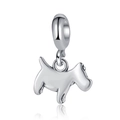 Polished silver dog charm pendant with mirror finish for DIY jewelry bracelets - Mirror Polished Scotty (DGB1358)