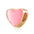 Pink heart charm for DIY bracelets in rose gold finish with sparkling glitter enamel - Pink Glitter Heart (33)