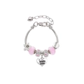 Pink DIY beaded sister bracelet featuring Middle Sister heart charm and pink stars - Pink-Middle Sister