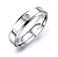 Polierter Partnerring aus Titanstahl mit schlichtem Solitär-Diamant-Inlay-Design - US 7 / Herrenstil
