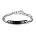Pärchen-Armband aus Titanstahl mit schwarzer Metallplatte und blauem Zirkonia-Stein - Poliert Schwarz Herren