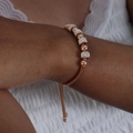 Roségoldenes Schlangenarmband mit Kristallperlen und verstellbarem Verschluss - E409 Modellstil (E409-Roségold Armband)