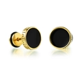 Pendientes de hombre en acero de titanio dorado con incrustación negra y greca - Negro Dorado