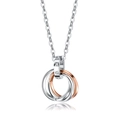 Three-interlocking circles necklace in silver and rose gold with diamond accents - Rose Gold Plated (Pendant Only (Without Chain))