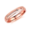 Rose gold stainless steel couple ring with His Queen engraving and pink crystal inlay - US Size 6 / Rose Gold (His Queen)