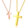 Minimalist cross pendant necklaces in gold and rose gold finishes on classic O-chains - Gold Large