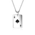 Stainless steel necklace with Ace of Spades rectangle pendant and twisted rope chain - Spade A Pendant Only (Without Chain)