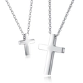 Pair of vintage silver cross necklaces in large and small sizes with O-shaped chains - Silver Small