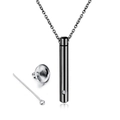 Pendentif urne funéraire cylindrique en acier noir avec kit de remplissage entonnoir - Collier Noir Avec Entonnoir
