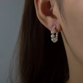 Elegant geometric silver bead hoop earrings with a gradient polished finish - Steel Tone Round Bead Hoop Earrings