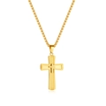 Classic double-layered gold cross pendant necklace in titanium steel with O-chain - Gold