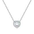 Elegante Herzkette mit Halo-Fassung und Zirkonia-Akzenten in edlem Silber-Finish - Einzelne Halskette / Silber