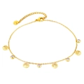 Golden tree of life anklet with cubic zirconia charms and adjustable lobster clasp - Anklet (185) / Gold