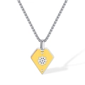 Retro stainless steel rudder pendant necklace with shield design and silver chain links - Ship Rudder Shield Pendant Necklace (2400)