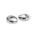 Polished silver chunky huggie hoop earrings with a modern minimalist drop design - 18mm / Steel