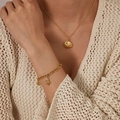 Golden shell pendant necklace and starfish charm bracelet ocean jewelry set for women - Ocean Theme Starfish Shell Bracelet (GS1578)