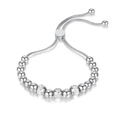 Bracelet ajustable pour femme en acier titane argenté avec perles et zircons scintillants - Style 1 / Acier