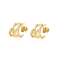 Elegant gold-plated multi-layer C-shape stud earrings with micro-pave cubic zirconia - Gold Multi-layer Crisscross Geometric Design (828-Ear Stud)
