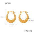 Golden titanium steel hoop earrings with retro geometric texture and huggie clasp design - Spiral Texture Style (F1401) / Gold
