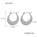 Silver crescent moon earrings with engraved star patterns and click-top closure - Star Pattern Style (F1402) / Steel