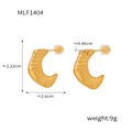 Orecchini a C dorati in acciaio al titanio con trama plissettata e cuscinetti in silicone - Stile a Costine Orizzontali (F1404) / Oro