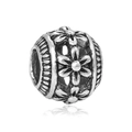 Détail d'une perle creuse en argent avec motifs floraux pour la création de bijoux DIY - Style Sphérique Fleur Creuse (1)