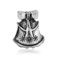 Detailansicht der Vintage Silber Weihnachtsglocke mit Schleife und Schneeflockenmuster - Bogen Glocke Stil (7)