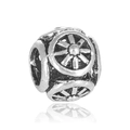 Vue détaillée de perles creuses en argent rétro pour bracelets ethniques personnalisés - Style Motif de Roue Double Face (6)