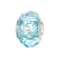 Close-up of light blue faceted resin charm bead with silver metal core for DIY jewelry - Light Blue