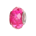 Detail of faceted pink resin bead with silver metal core for DIY jewelry crafting - Rose Red
