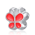 Abalorio de mariposa de plata pulida con alas de esmalte rojo para joyas DIY - Estilo Mariposa Esmalte Rojo (22) / Rojo
