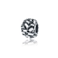 Vue détaillée d'une perle cylindrique en argent avec pavage scintillant en zircone - Style Cylindrique en Strass Micro-Pavé (21)