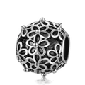 Perle fleurie évidée en argent rétro ethnique pour bracelets et bijoux DIY créatifs - Style de Fleur Noirci Rétro (15)