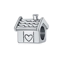 Silberner Haus-Charm mit Herzgravur für DIY-Schmuckherstellung und Weihnachtsgeschenke - Polierter Haus Herz Stil (25)