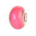 DIY charm bead in translucent rose pink resin with aurora laser effect and silver core - Rose Pink Iridescent (1)