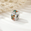 Main view of colorful rhinestone clip bead for DIY bracelets in silver-toned finish - Silver Tone Multicolor Rhinestone (CLP118)