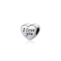 Polierter silberner Herz-Charm für DIY-Armbänder mit I love you Gravur-Botschaft - I Love You Herzperlen Stil (27)
