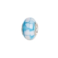 Blue and white checkered resin bead with silver metal rings for DIY charm jewelry - Lake Blue