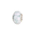 DIY charm bead featuring a blue and white mosaic pattern with 925 silver core for jewelry - Light Blue