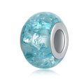 DIY hellblaue Glas-Charm-Perle mit Crackle-Effekt und poliertem Silber-Metallkern - Hellblau Crackle Stil (18)