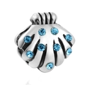 Pendentif coquillage en métal argenté avec zircons bleus pour bracelets à perles DIY - Coquillage Strass Bleu Ciel (20)