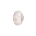 Macro view of mosaic-pattern charm bead with silver metal core on white background - Clear White