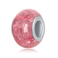 Perle en résine rose à effet craquelé avec cœur en métal argenté pour bracelet DIY - Perle de Verre à Texture Craquelée Rose (28)