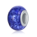 Perle de charme en résine bleu roi avec cœur en argent et motifs craquelés - Perle de Verre à Craquelures de Glace Bleu Royal (4)