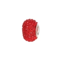 Macro shot of a red sparkling resin rhinestone ball bead for DIY jewelry making - Red